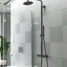 Душевая система Excellent Pi Rain Termo Round ARAC.SY.107BL с термостатом Черная матовая латунь на стену
