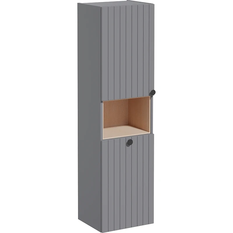 Шкаф пенал Vitra Root Groove 40 L 69095 подвесной с бельевое корзиной Серый матовый МДФ / ЛДСП