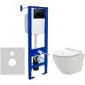 Комплект унитаза AQUAme AQM2002 с инсталляцией Berges Atom 410 040332 с сиденьем Микролифт и Черной матовой клавишей смыва фаянс подвесной