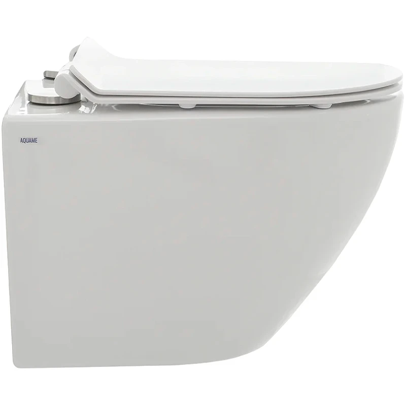 Комплект унитаза AQUAme AQM2002 с инсталляцией Berges Atom 410 040332 с сиденьем Микролифт и Черной матовой клавишей смыва фаянс подвесной