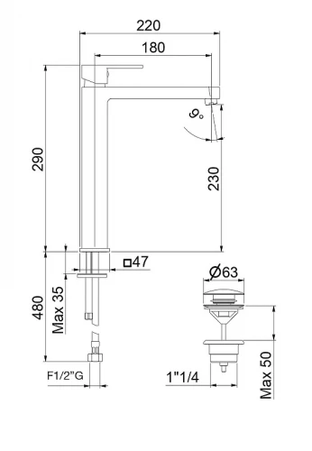 Смеситель для раковины Fiore Katana 77CR7525 цвет Хром