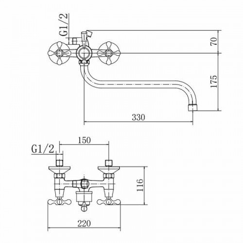 Смеситель для ванны Fashun A2208 универсальный цвет Хром
