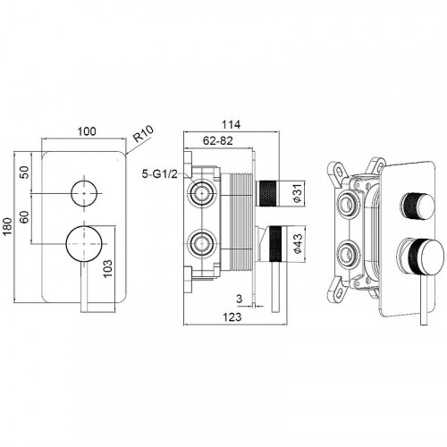 Смеситель для душа Allen Brau Priority 5.31A11-MG Графит брашированный латунь встраиваемый