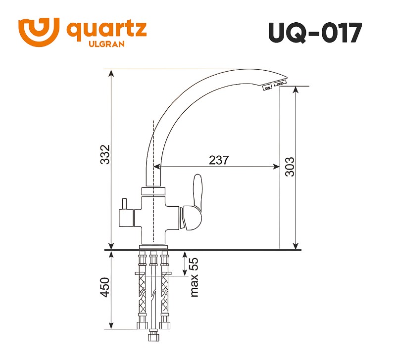 Смеситель для кухни Ulgran Quartz UQ-017-03 Десерт латунь