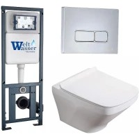 Комплект унитаза с инсталляцией WeltWasser MARBERG 410 + HOFBACH 041 GL-WT + MAR 410 SE-CR 10000011678 цвет Белый глянцевый с сиденьем Микролифт и клавишей смыва цвет Хром