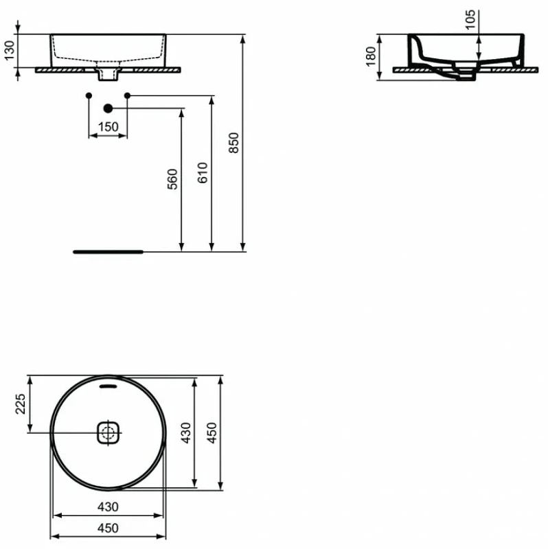 Раковина-чаша Ideal Standard Strada II Round Vessel 45 T296101 Euro White фарфор накладная