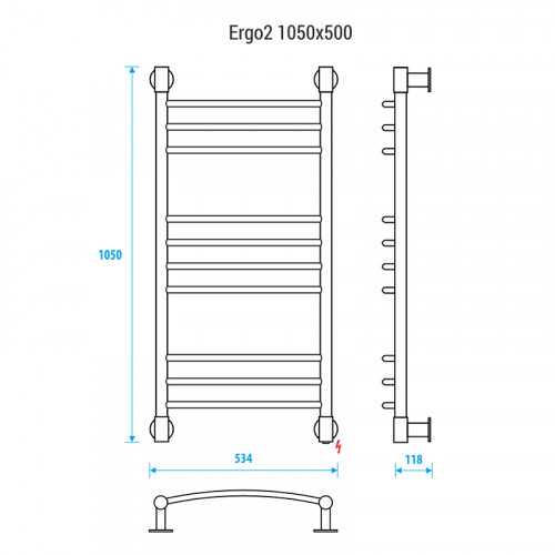 Электрический полотенцесушитель Energy Ergo 2 1050х500 EETR0ERGO2105500000 Хром