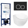 Комплект унитаза с инсталляцией WeltWasser BAMBERG 525 + MERZBACH 043 GL-WT + BAMBERG BL 10000012894 цвет Белый глянцевый с сиденьем Микролифт и клавишей смыва цвет Черный