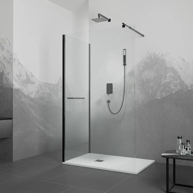 Душевой уголок RGW Walk In 90x100 351005190-14 профиль цвет Черный стекло прозрачное