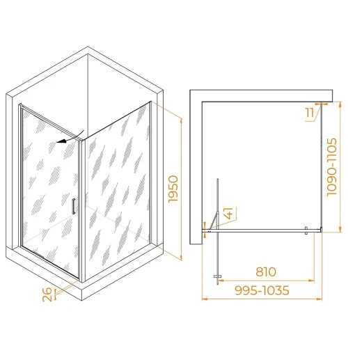 Душевой уголок RGW Stilvoll 100x110 703214501-14 профиль цвет Черный стекло прозрачное