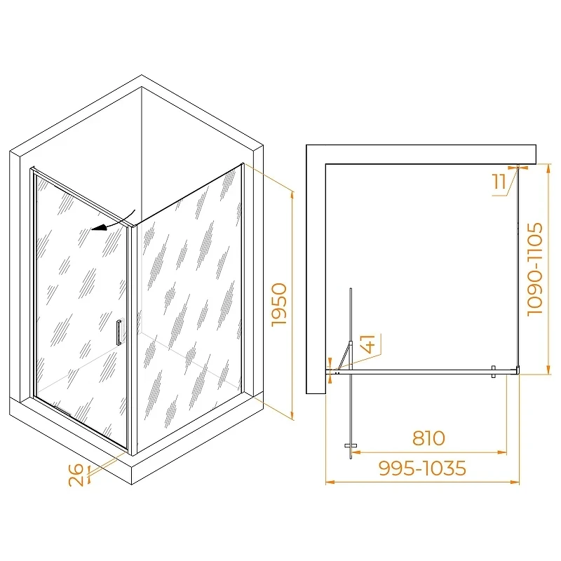 Душевой уголок RGW Stilvoll 100x110 703214501-14 профиль цвет Черный стекло прозрачное