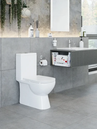 Унитаз компакт Sanita Luxe Quadro WC.CC/Quadro/2-SlimDM/WHT.G/S1 цвет Белый с бачком и сиденьем Микролифт