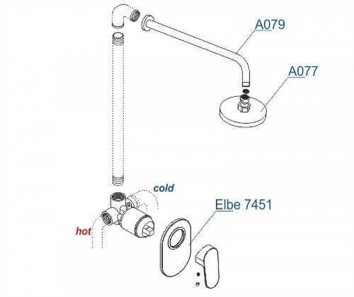 Душевая система WasserKRAFT Elbe A12777 Черная матовая латунь встраиваемый