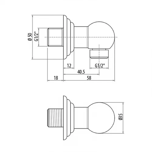 Шланговое подключение Gattoni Programma Doccia PRARE11V0 Бронза латунь на стену