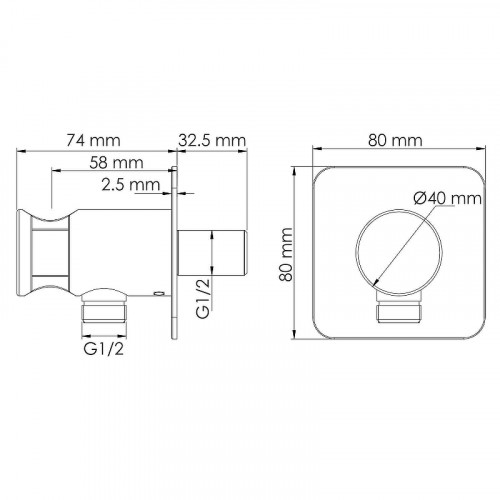 Шланговое подключение WasserKRAFT Weida A271 Хром латунь на стену