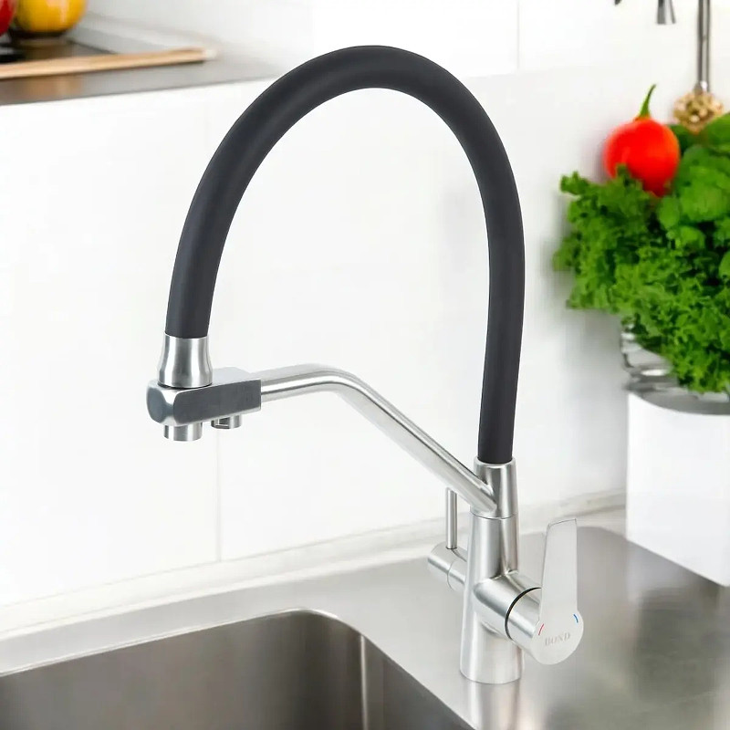 Смеситель для кухни Bond Smart B64-0400 цвет Нержавеющая сталь Черный