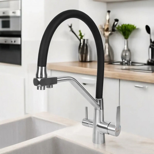 Смеситель для кухни Bond Smart B64-0400 цвет Нержавеющая сталь Черный