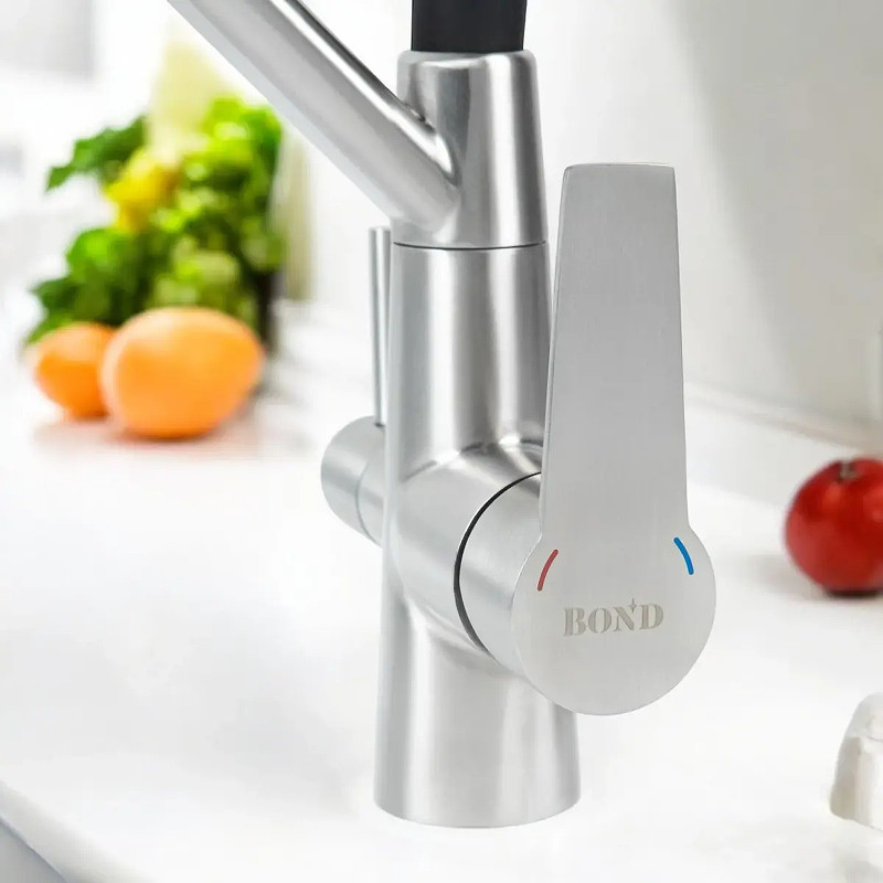 Смеситель для кухни Bond Smart B64-0400 цвет Нержавеющая сталь Черный