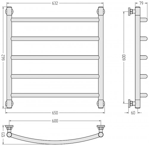 Водяной полотенцесушитель Сунержа Галант+ 60x60 30-0200-6060 цвет Матовый белый