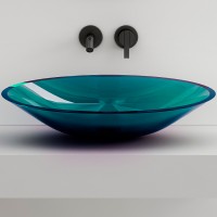 Раковина-чаша Abber Kristall 54 AT2812Aquamarin Бирюзовая полиэфирная смола накладная