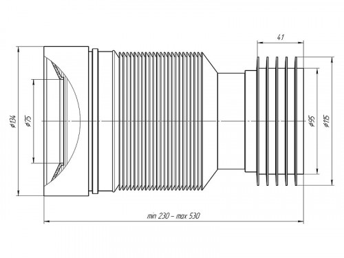 Гибкая труба для унитаза Анипласт K828 d115, l=530 мм цвет Белый