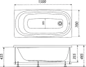 Акриловая ванна DIWO Анапа 150x70 Щ0000055219 цвет Белый глянцевый