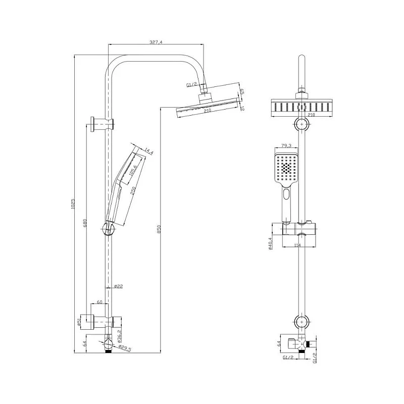 Душевая система G-Lauf UST-1090YB цвет Черный матовый