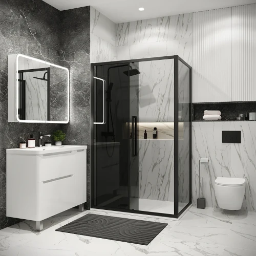 Душевой уголок Grossman Cosmo 100х90 120.K33.02.1090.21.10 профиль Черный матовый стекло тонированное