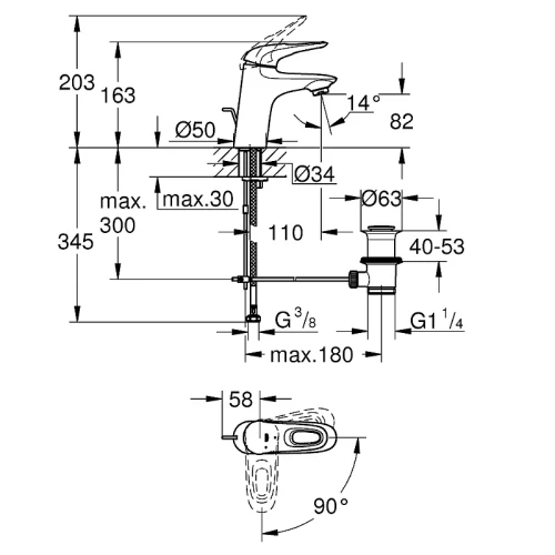 Смеситель для раковины Grohe Eurostyle 23374003 Хром