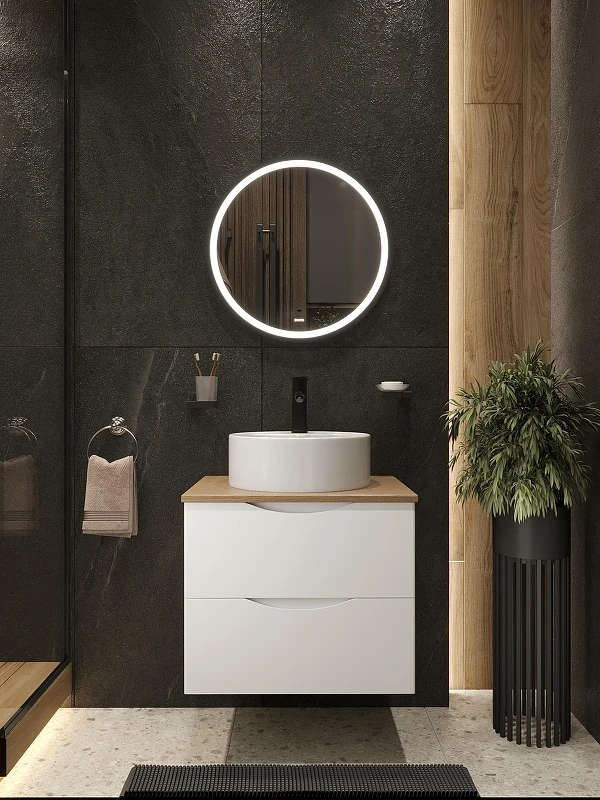 Тумба c раковиной Bond Cube 60 T99605-S03410 подвесная цвет Белый матовый Дуб
