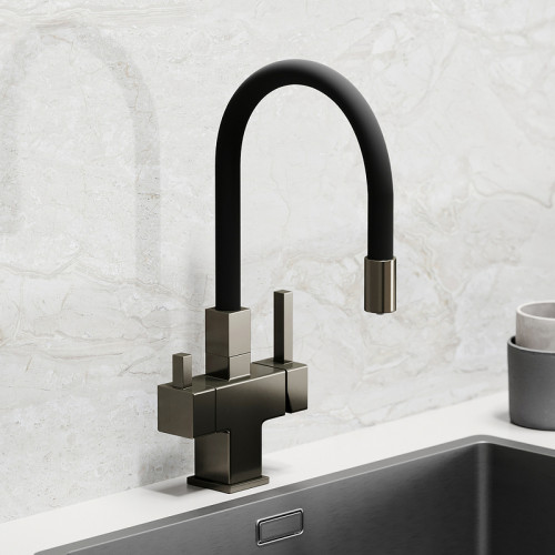 Смеситель для кухни Sancos Arno SC4005GG Вороненая сталь Черный латунь