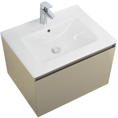 Тумба под раковину Art&amp;Max Latina 60 AM-Latina-600-1C-SO-BGM подвесная Серо-бежевая матовая МДФ / ЛДСП