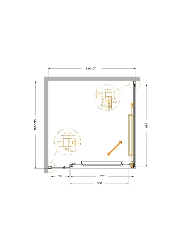 Душевой уголок Cezares Lux 100x100 LUX-A-FS-11-100-C-CR профиль Хром стекло прозрачное