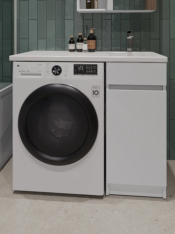 Тумба с раковиной Orange Sistema 100 R STK-40TUW+RAR с бельевой корзиной Белая МДФ / ЛДСП