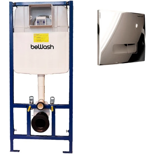 Инсталляция beWash BW74 K500RZVP0400PK000000 для унитаза с клавишей смыва Хром глянцевый пластик
