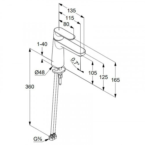 Смеситель для раковины Kludi Louva 242820575 Хром латунь