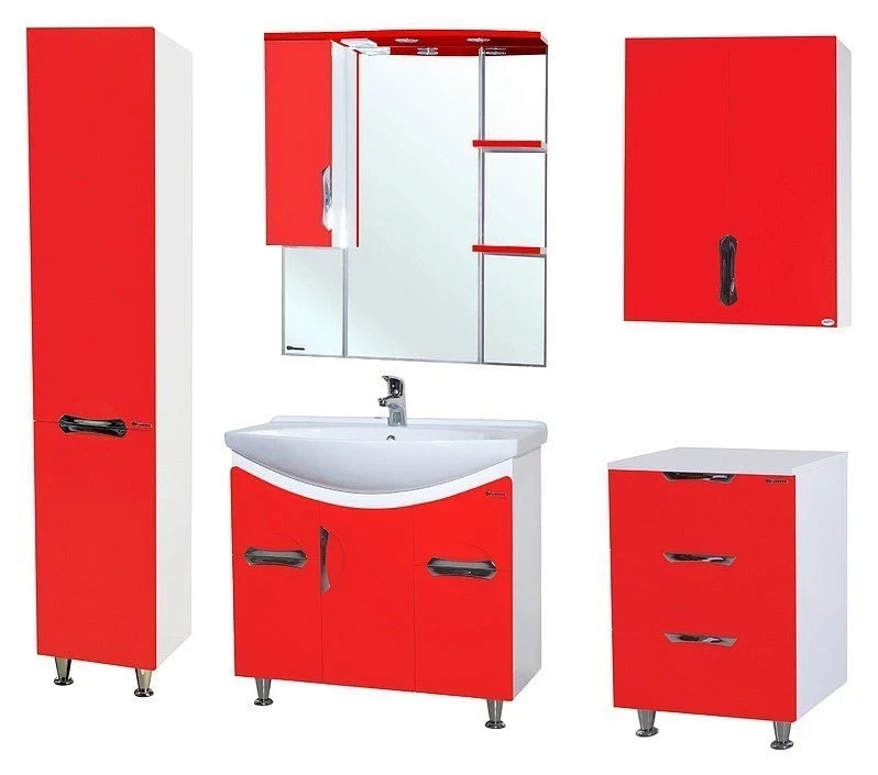 Шкаф пенал Bellezza Лагуна 35 L 4622107082039 L Красный Белый МДФ / ЛДСП