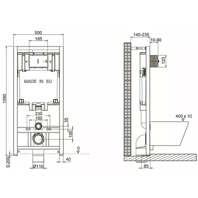 Комплект унитаза с инсталляцией Jacob Delafon Aleo E21730RU-00 с сиденьем Микролифт и клавишей смыва Хром фарфор подвесной