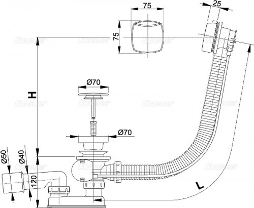 Слив-перелив Alcaplast A51CRM полуавтомат Хром