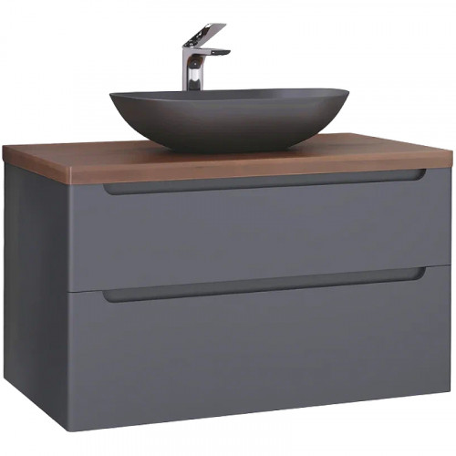 Тумба под раковину Jorno Wood 100 wood.01.100/P/GR подвесная Серая МДФ / ЛДСП