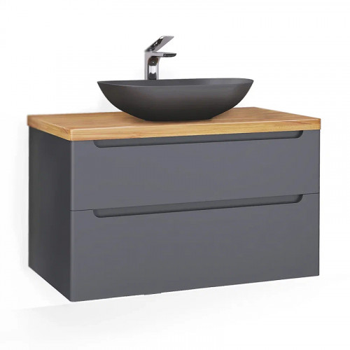 Тумба под раковину Jorno Wood 100 wood.01.100/P/GR подвесная Серая МДФ / ЛДСП