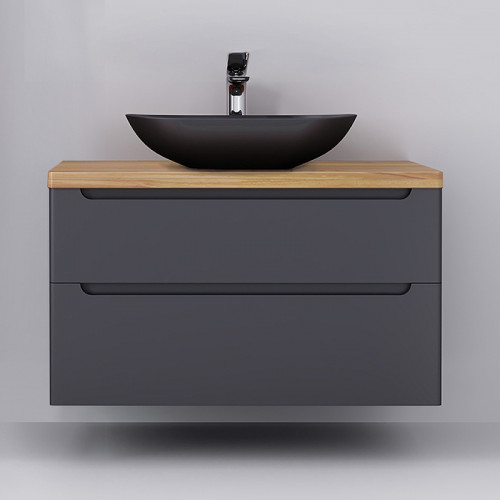 Тумба под раковину Jorno Wood 100 wood.01.100/P/GR подвесная Серая МДФ / ЛДСП