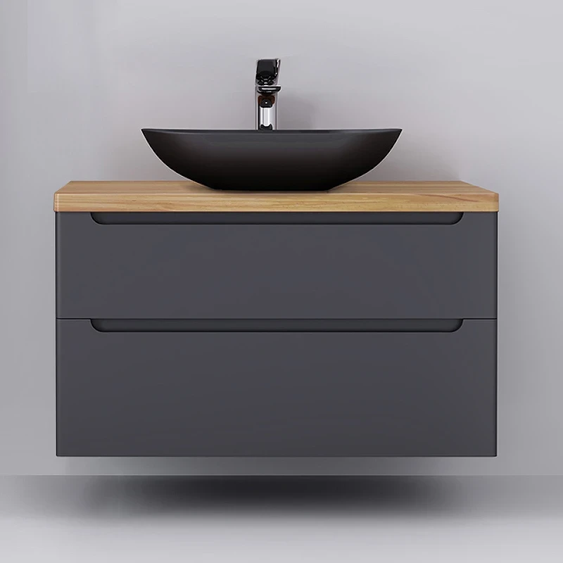 Тумба под раковину Jorno Wood 100 wood.01.100/P/GR подвесная Серая МДФ / ЛДСП