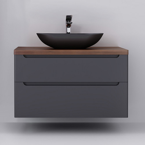 Тумба под раковину Jorno Wood 100 wood.01.100/P/GR подвесная Серая МДФ / ЛДСП