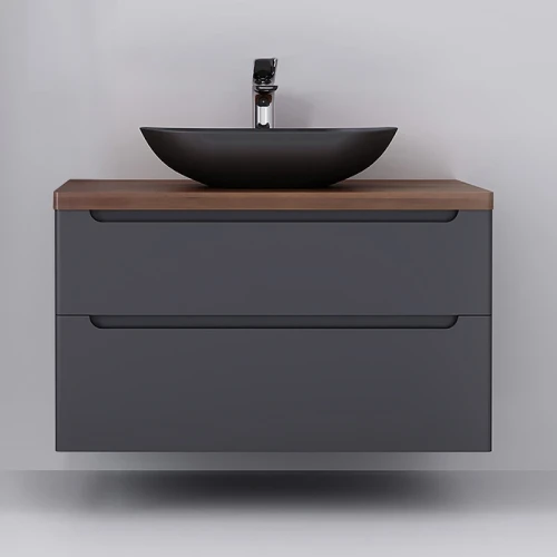 Тумба под раковину Jorno Wood 100 wood.01.100/P/GR подвесная Серая МДФ / ЛДСП