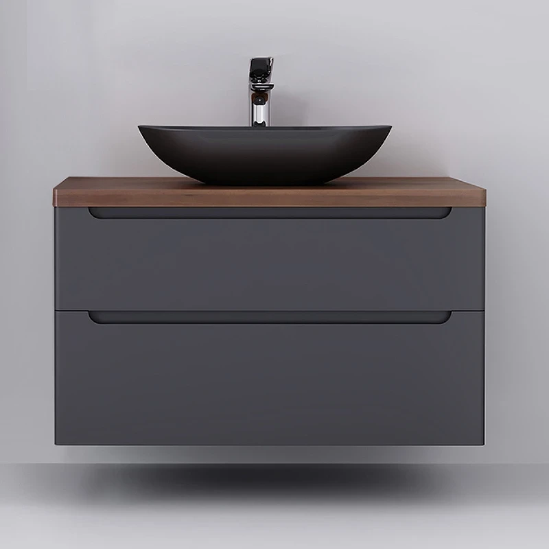 Тумба под раковину Jorno Wood 100 wood.01.100/P/GR подвесная Серая МДФ / ЛДСП