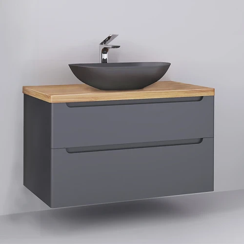 Тумба под раковину Jorno Wood 100 wood.01.100/P/GR подвесная Серая МДФ / ЛДСП