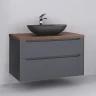 Тумба под раковину Jorno Wood 100 wood.01.100/P/GR подвесная Серая МДФ / ЛДСП