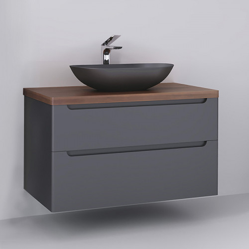 Тумба под раковину Jorno Wood 100 wood.01.100/P/GR подвесная Серая МДФ / ЛДСП