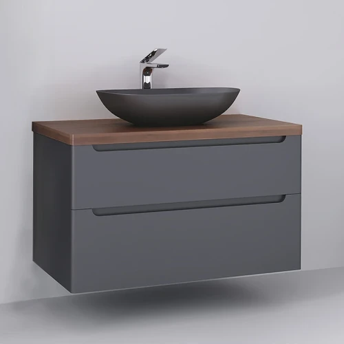 Тумба под раковину Jorno Wood 100 wood.01.100/P/GR подвесная Серая МДФ / ЛДСП
